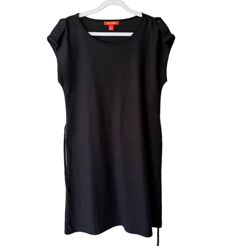 Joe Fresh Black Sheath Mini Dress Cap Sleeve Crew Neck Women’s S